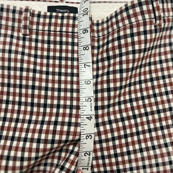 Theory Treeca Cropped Check Pants blue white red 6 or 28 - Picture 12 of 14